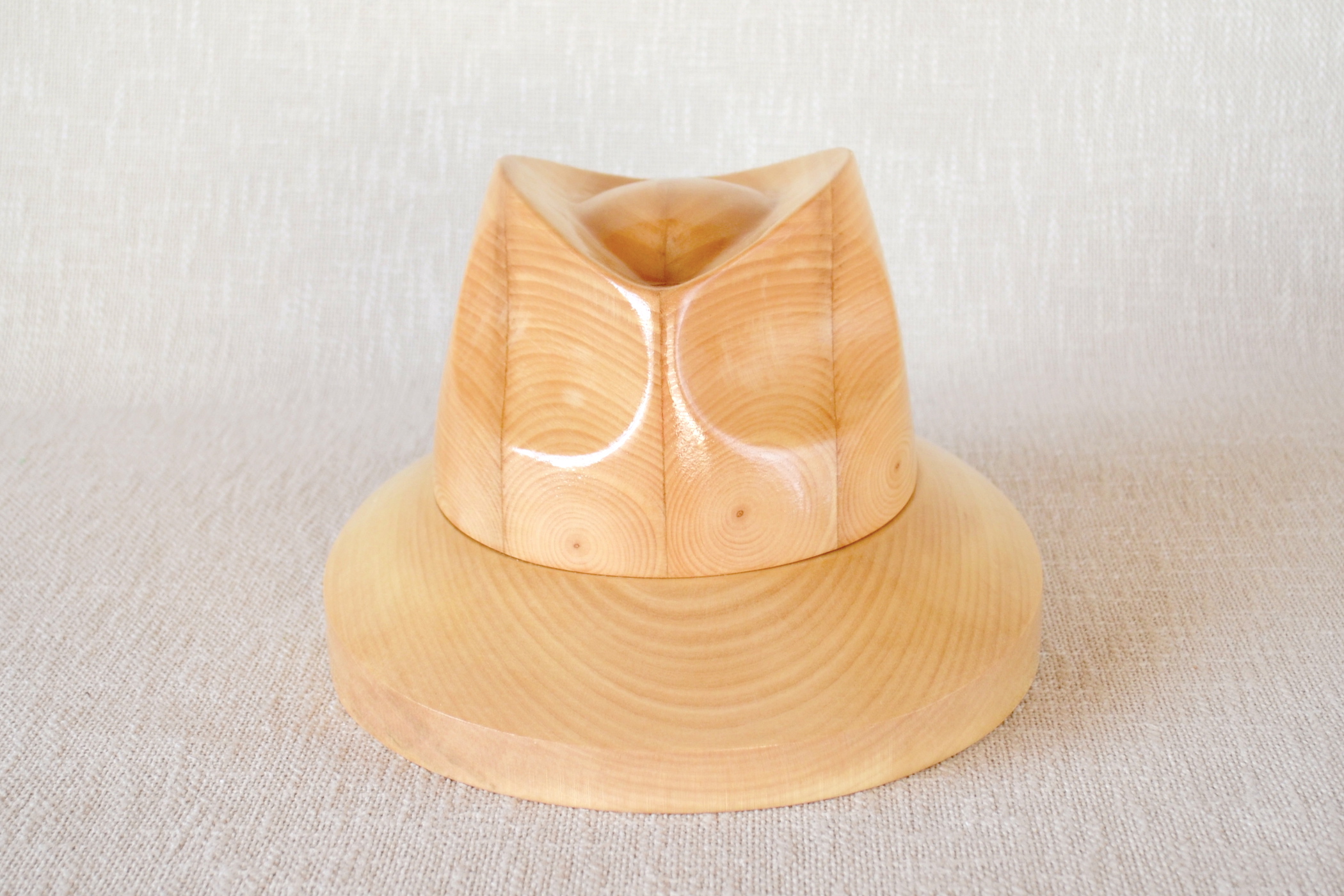 Wooden Fedora Hat Block with Flip Brim Set F34