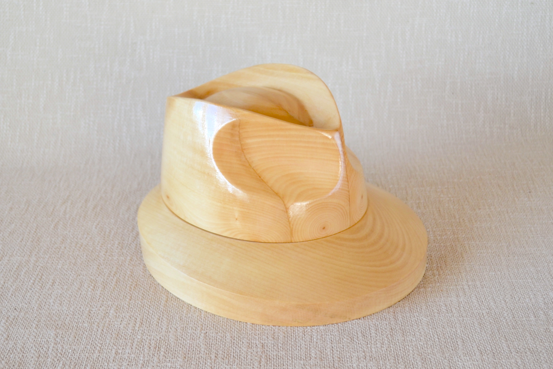 Wooden Fedora Hat Block with Flip Brim Set F34